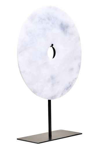 Zoro Large Round White Marble Disc Sculpture