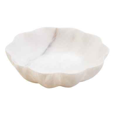 Zoro Medium White Marble Scalloped Bowl