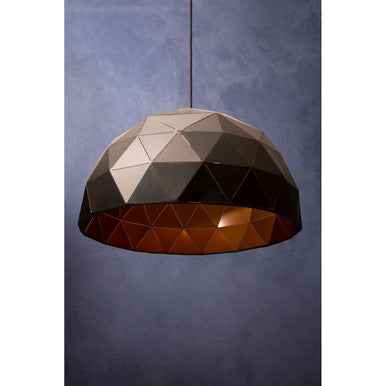 Mateo Large Black and Copper Dome Pendant Light