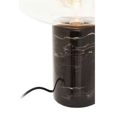Marmo Black Marble Table Lamp With Glass Shade