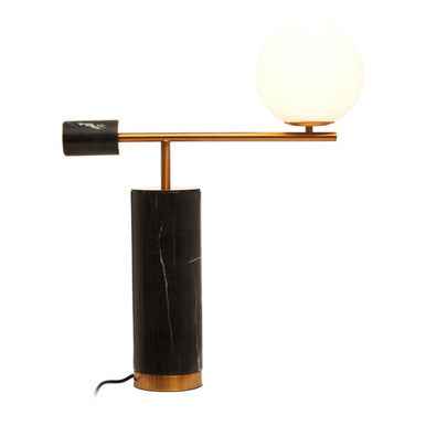 Marmo Black Marble Table Lamp With White Shade