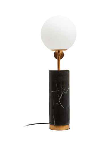 Marmo Black Marble Table Lamp With White Shade