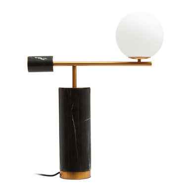 Marmo Black Marble Table Lamp With White Shade