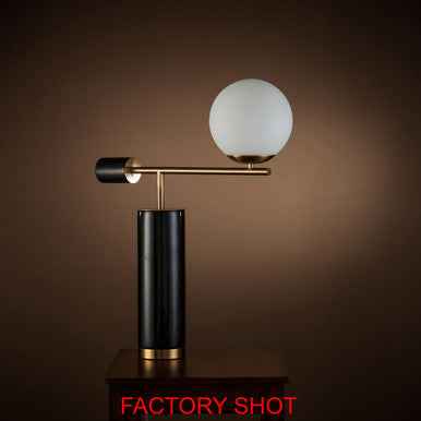 Marmo Black Marble Table Lamp With White Shade