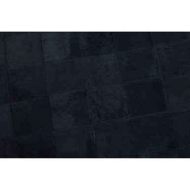 Bosie Safira Large Black Hair on Leather Patchwork Rug With Gold Studs
