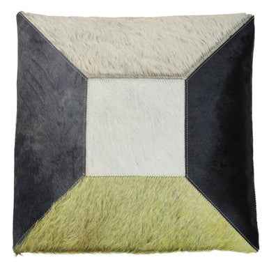 Bosie Safira Geometric Hair on Leather Patchwork Cushion