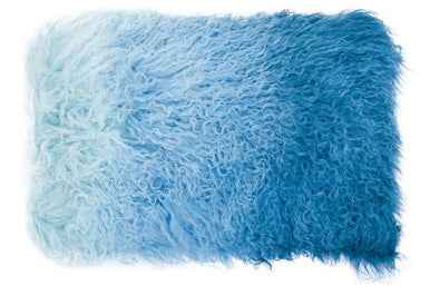 Bosie Mongolian Fur Blue Ombre Rectangular Cushion