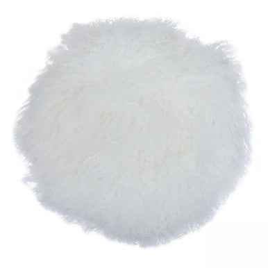 Bosie Mongolian Fur White Round Cushion