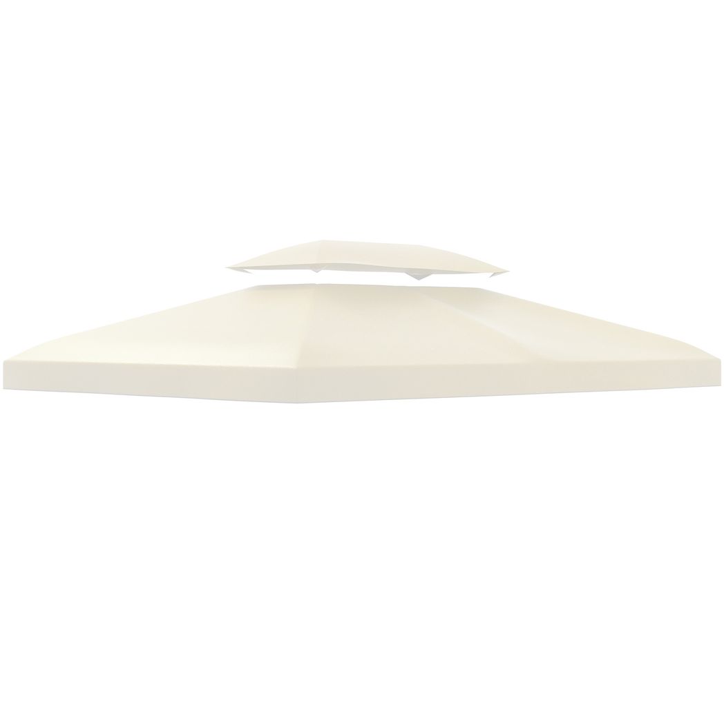 Outsunny 3x4 m 2-Tier Waterproof Gazebo Replacement Top-Cream-White Cream 4 x 3 m