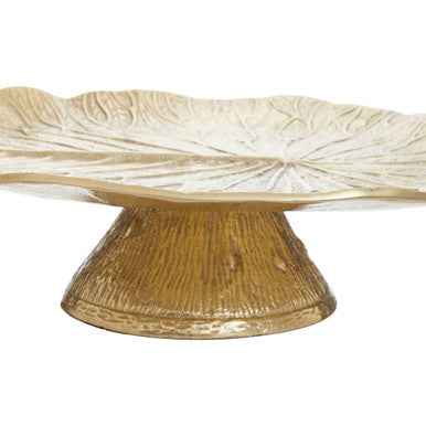 Salma Gold Finish Lotus Leaf Cake Stand