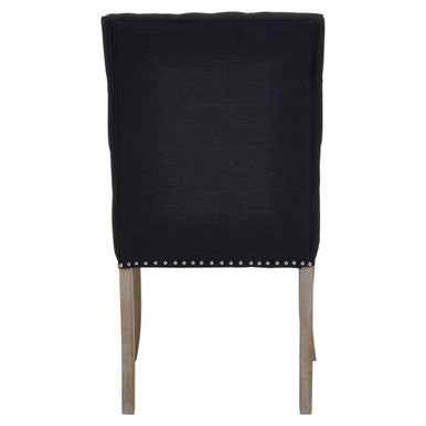 Kensington Townhouse Black Linen Dining Chair with Wooden Legs