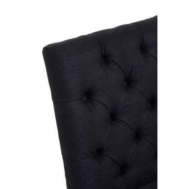 Kensington Townhouse Black Linen Dining Chair with Wooden Legs