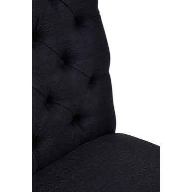 Kensington Townhouse Black Linen Dining Chair with Wooden Legs
