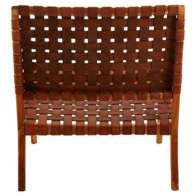 Kendari Tan Strapped Leather And Teak Chair