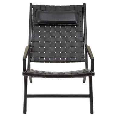 Kendari Black Leather Woven Chair