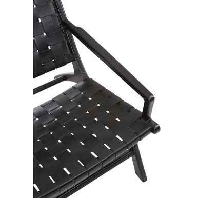 Kendari Black Leather Woven Chair