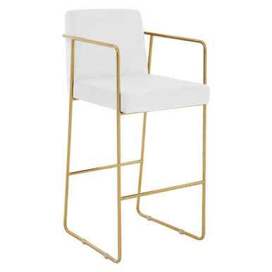 Piermount Mink Velvet And Gold Bar Stool