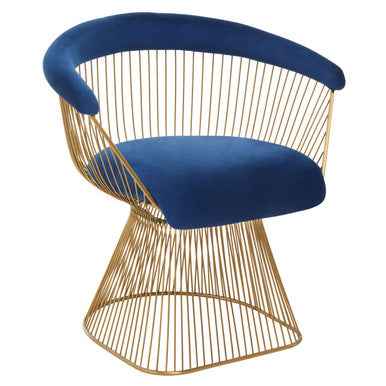 Anzio Navy Blue Velvet And Brushed Gold Chair