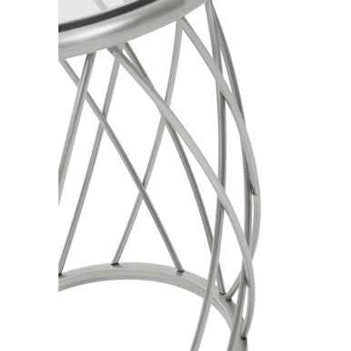 Ackley Silver Round Side Table with Clear Glass
