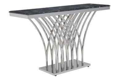 Arenza Black Marble And Silver Console Table