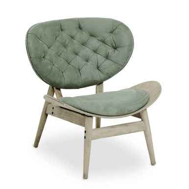 Vinsi Green Velvet Chair with Grey Elm