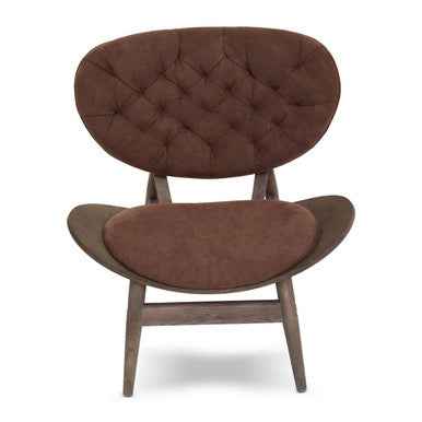 Vinsi Brown Velvet Chair with Dark Elm