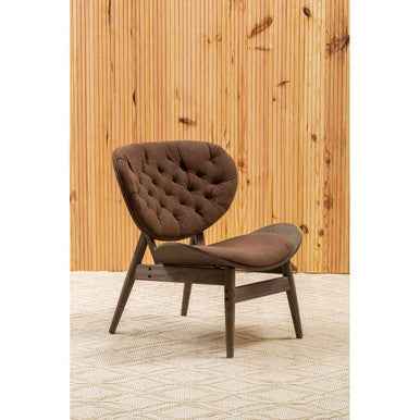 Vinsi Brown Velvet Chair with Dark Elm