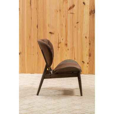 Vinsi Brown Velvet Chair with Dark Elm