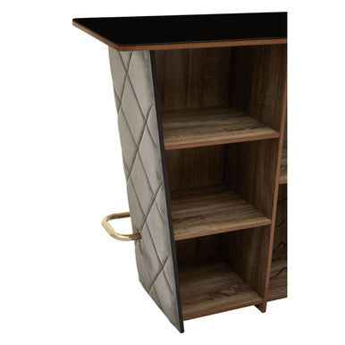 Presley Bar And Grey Velvet Stools Set