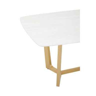 Moda White Fuax Marble Top Dining Table With Stainless Steel Frame