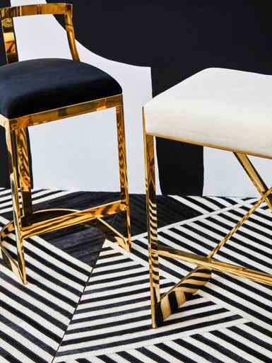 Azalea Ivory And Gold Finish Bar Stool