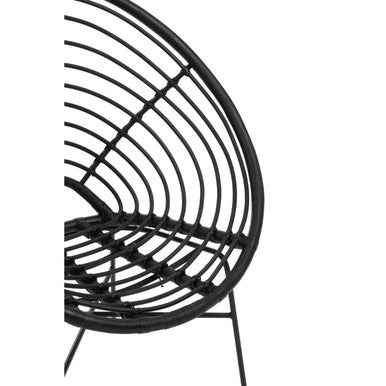 Java Black Natural Rattan Round Chair