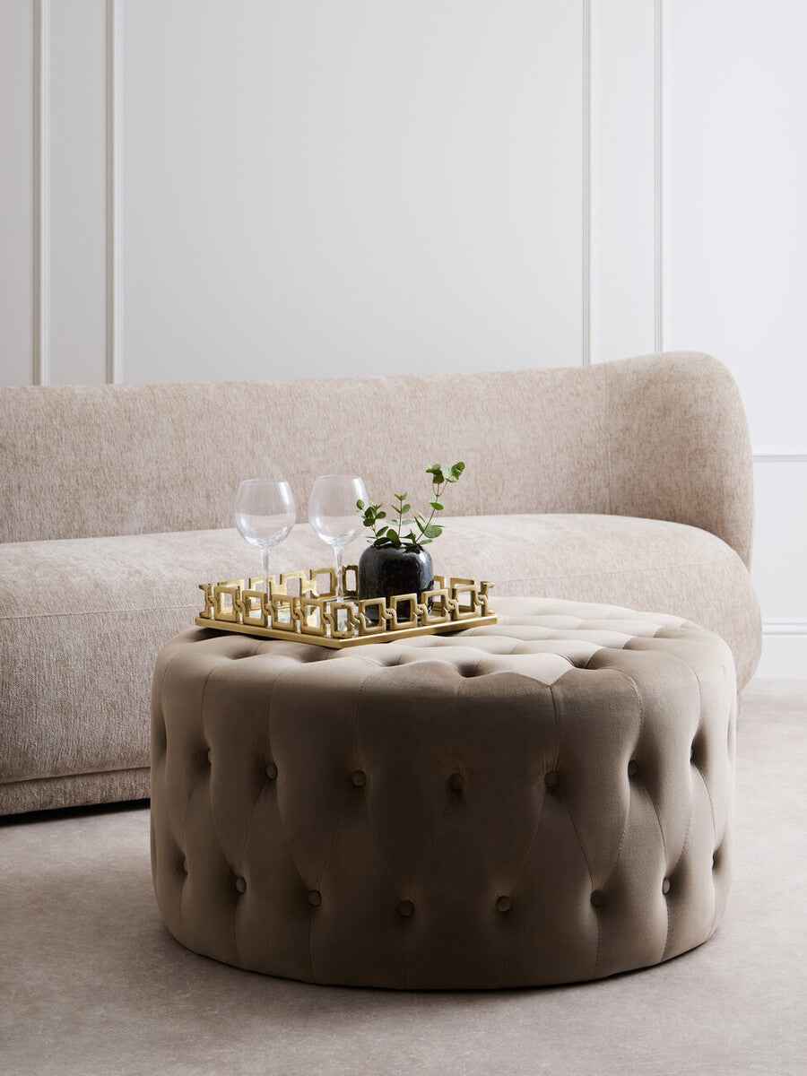 Haley Mink Velvet Round Footstool