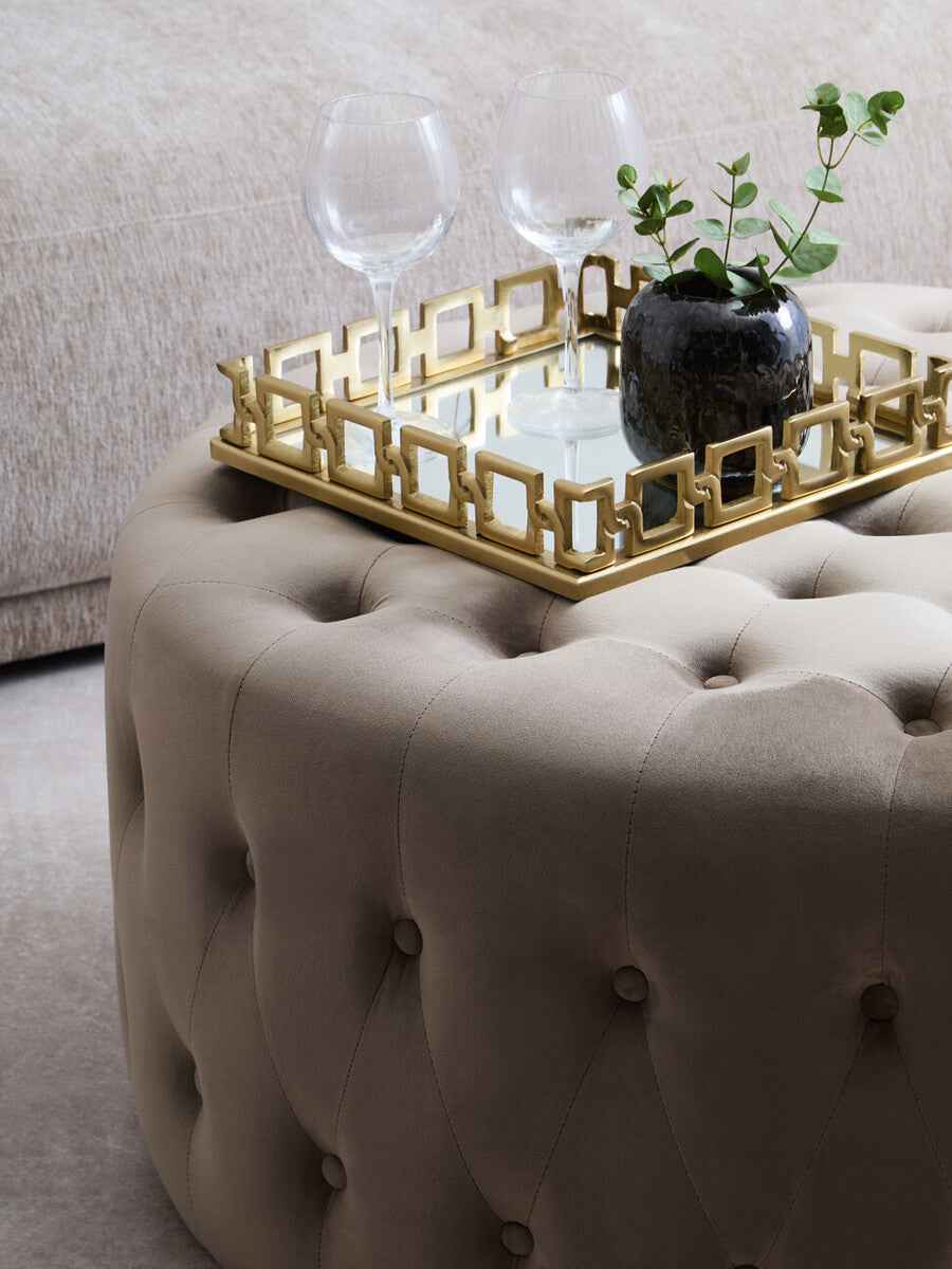 Haley Mink Velvet Round Footstool