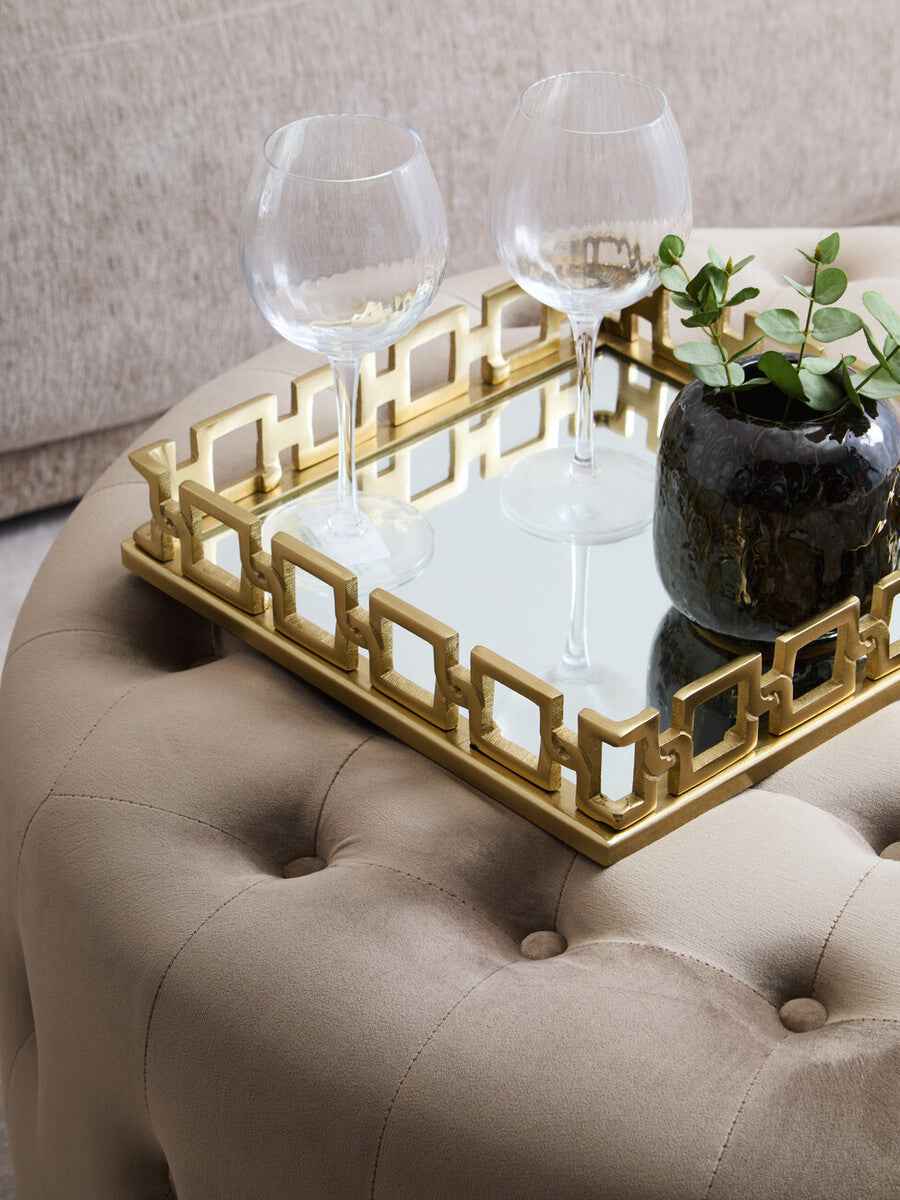 Haley Mink Velvet Round Footstool