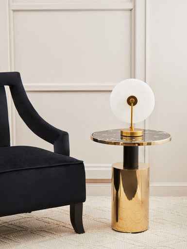 Oria Black Marble Effect Top and Gold Base Side Table