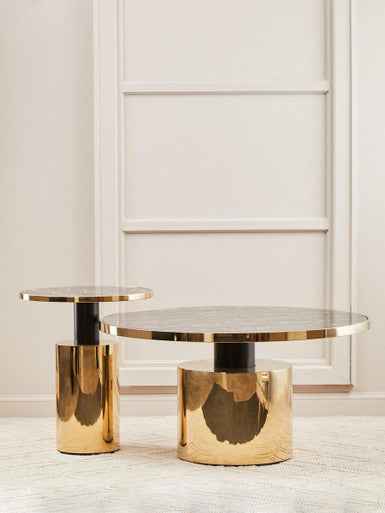 Oria Black Marble Effect Top and Gold Base Side Table