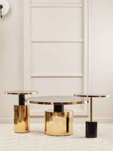 Oria Black Marble Effect Top and Gold Base Side Table