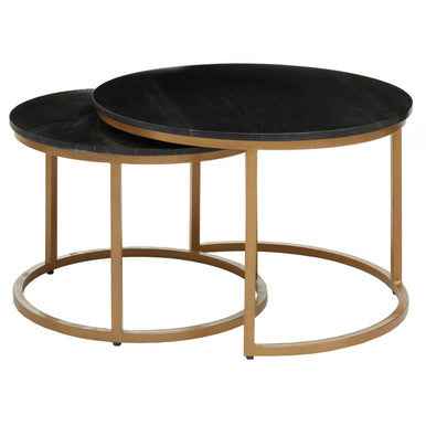 Varana Nest Of Two Black Marble Top Round Tables