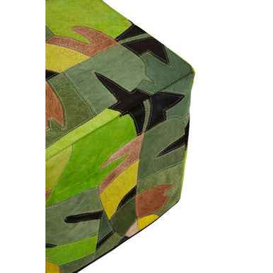 Safira Botanical Leather Pouffe