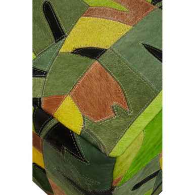 Safira Botanical Leather Pouffe