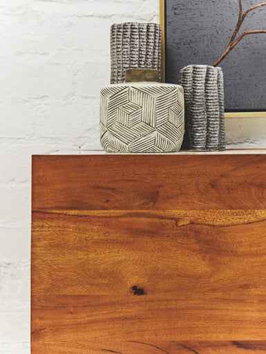 Myan 3 Drawer White Marble Sideboard