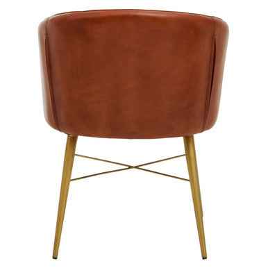 Buffalo Tan Leather Chair With Gold Finish Legs