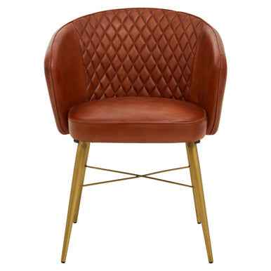 Buffalo Tan Leather Chair With Gold Finish Legs