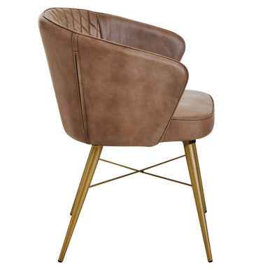 Buffalo Grey Leather Chair With Gold Finish Legs