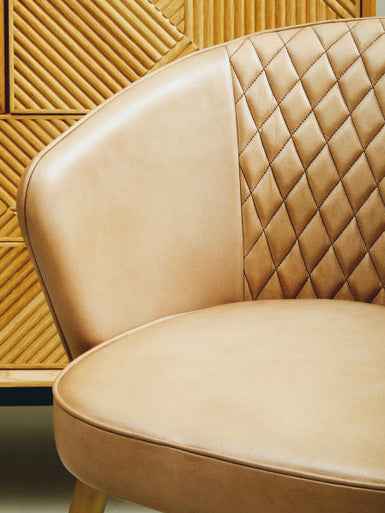 Buffalo Grey Leather Chair With Gold Finish Legs