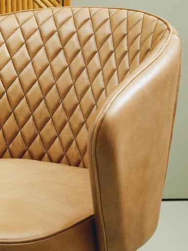 Buffalo Grey Leather Chair With Gold Finish Legs