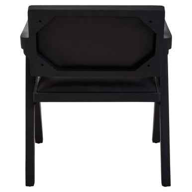 Buffalo Black Leather Armchair With Wood Frame