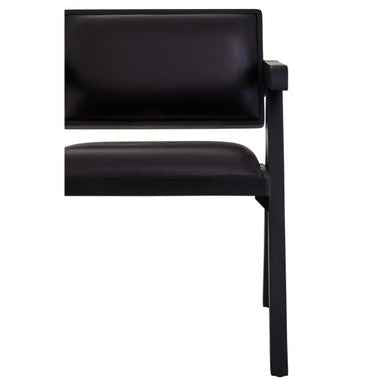 Buffalo Black Leather Armchair With Wood Frame