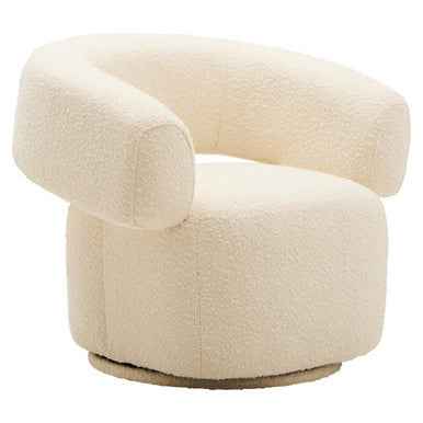Oliveto Ivory Boucle Fabric Revolving Armchair